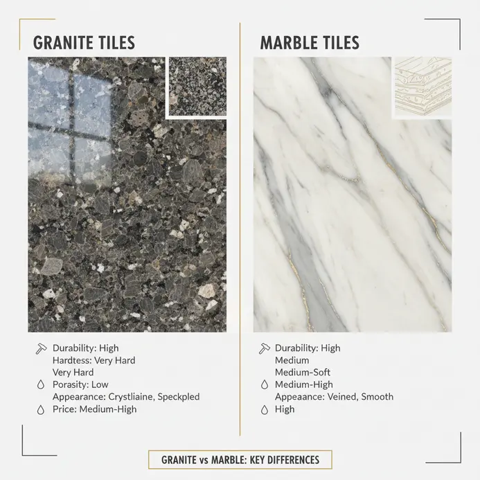 Granite Tiles vs Marble Tiles: Comparison