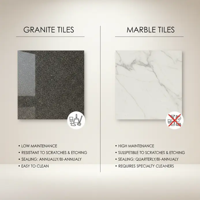 Granite Tiles vs Marble Tiles: Key Differences